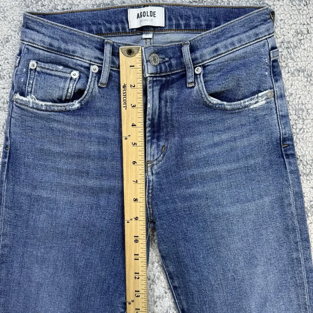 AGOLDE Toni Jeans Women's 24‎ Blue Slim Fit Light Wash Stretch Raw Hem
